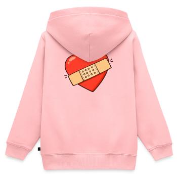 Cœur avec plâtre - Sweat Premium à capuche zippé enfant bio - rose - Dos - AI Model Kid Female (0cm)