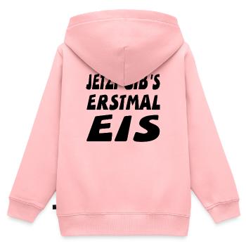 Eis - Kinder Premium Organic Zip Hoodie - Rosa - Hinten - AI Model Kid Female (0cm)