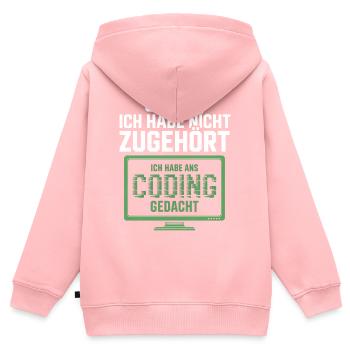 Désolé, je pensais au codage - Sweat Premium à capuche zippé enfant bio - rose - Dos - AI Model Kid Female (0cm)