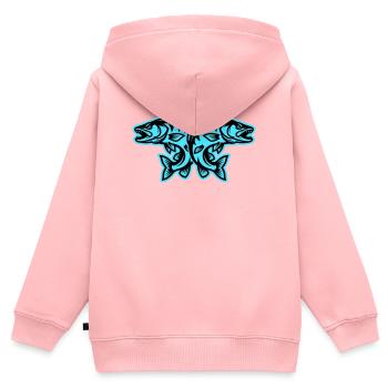 Hecht Fische - Kinder Premium Organic Zip Hoodie - Rosa - Hinten - AI Model Kid Female (0cm)
