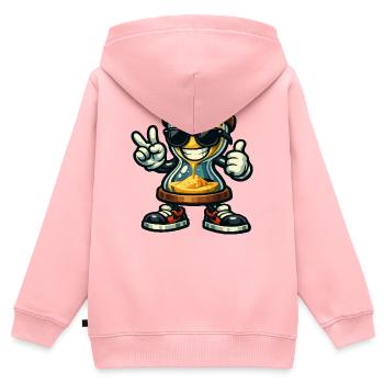 Sanduhr mit Sonnenbrillen-Vibes - Kinder Premium Organic Zip Hoodie - Rosa - Hinten - AI Model Kid Female (0cm)