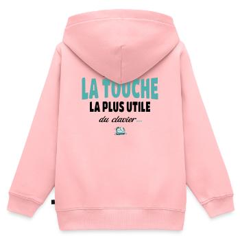 T'es pas la touche la plus utile du clavier - Sweat Premium à capuche zippé enfant bio - rose - Dos - AI Model Kid Female (0cm)
