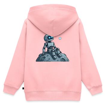 9 Der nachdenkliche Roboter - Kinder Premium Organic Zip Hoodie - Rosa - Hinten - AI Model Kid Female (0cm)