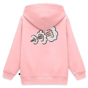 Lauter Furz Explosion Lustig Klohumor Comic Wolke - Kinder Premium Organic Zip Hoodie - Rosa - Hinten - AI Model Kid Female (0cm)