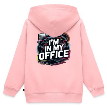 Je suis dans mon bureau - Sweat Premium à capuche zippé enfant bio - rose - Dos - AI Model Kid Female (0cm)