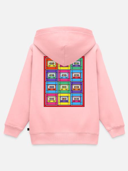 Buntglas-Pop-Art-Kassetten - Kinder Premium Organic Zip Hoodie - Rosa