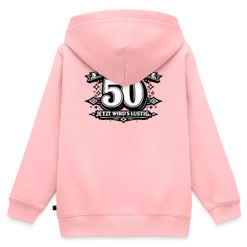 Halbzeit 50 – Jetzt wird's lustig - Kinder Premium Organic Zip Hoodie - Rosa - Hinten - AI Model Kid Female (0cm)