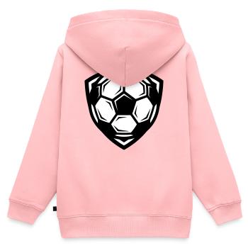 Fussball Ball - Kinder Premium Organic Zip Hoodie - Rosa - Hinten - AI Model Kid Female (0cm)