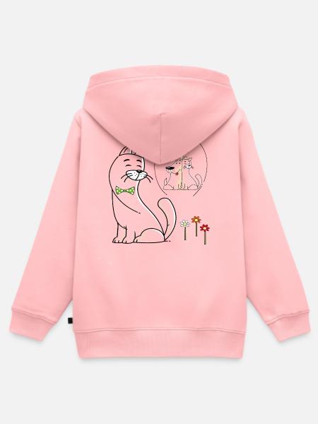 verliebte Katze - Kinder Premium Organic Zip Hoodie - Rosa