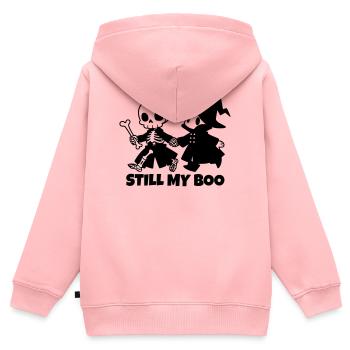 Still My Boo Halloween Paar Skelett Hexe - Kinder Premium Organic Zip Hoodie - Rosa - Hinten - AI Model Kid Female (0cm)