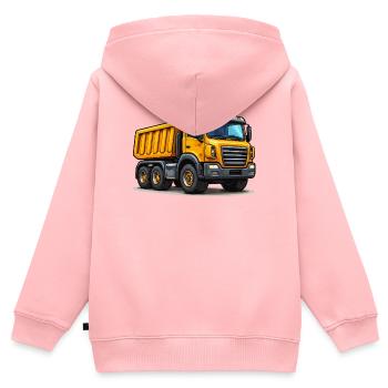 Camion-benne de véhicule de chantier - Sweat Premium à capuche zippé enfant bio - rose - Dos - AI Model Kid Female (0cm)