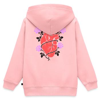 Anatomisches Herz Rosen Bunt - Kinder Premium Organic Zip Hoodie - Rosa - Hinten - AI Model Kid Female (0cm)