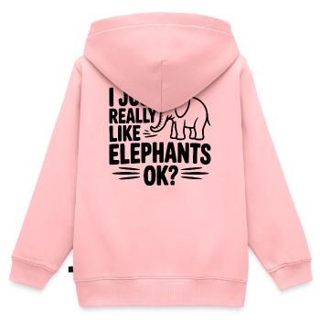 Ich mag Elefanten einfach wirklich, okay? - Kinder Premium Organic Zip Hoodie - Rosa - Hinten - AI Model Kid Female (0cm)