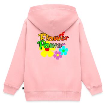 Flower Power  - Kinder Premium Organic Zip Hoodie - Rosa - Hinten - AI Model Kid Female (0cm)