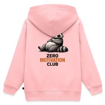 Zero Motivation Waschbärclub - Kinder Premium Organic Zip Hoodie - Rosa - Hinten - AI Model Kid Female (0cm)