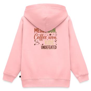 Unordentliches Brötchen, Kaffee gewonnen - Kinder Premium Organic Zip Hoodie - Rosa - Hinten - AI Model Kid Female (0cm)