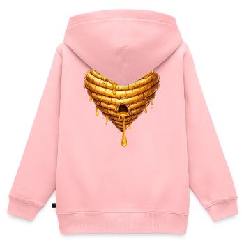 Herz Bienenkorb mit Honig Illustration  - Kinder Premium Organic Zip Hoodie - Rosa - Hinten - AI Model Kid Female (0cm)