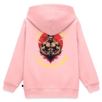 Schmerz-Stärke - Kinder Premium Organic Zip Hoodie - Rosa - Hinten - AI Model Kid Female (0cm)