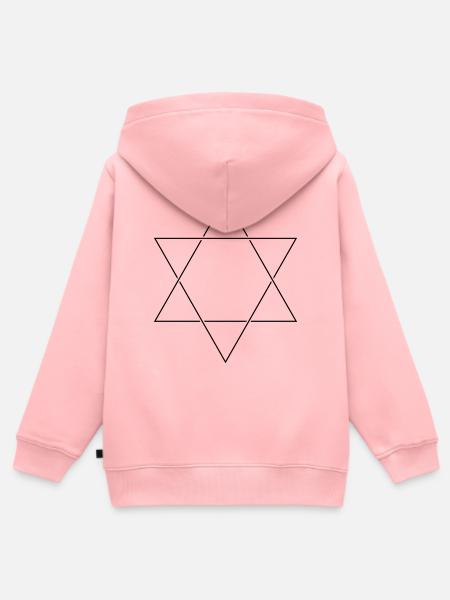 Minimalistischer Davidstern – Linienzeichnungs-Hexagramm - Kinder Premium Organic Zip Hoodie - Rosa
