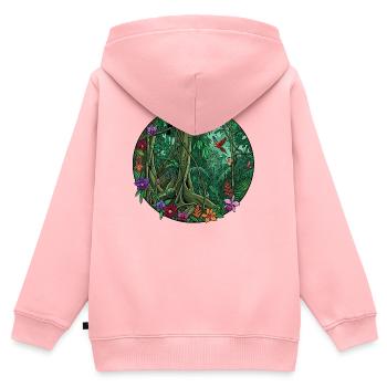 Tropischer Dschungel Rundbild - Kinder Premium Organic Zip Hoodie - Rosa - Hinten - AI Model Kid Female (0cm)