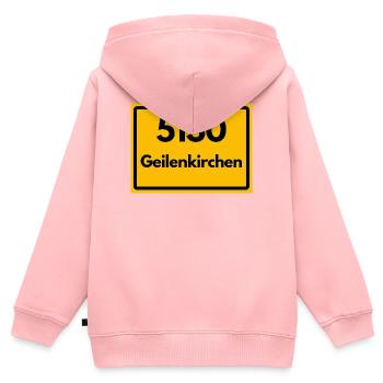 ALTE POSTLEITZAHL PLZ RETRO 5130 GEILENKIRCHEN - Kinder Premium Organic Zip Hoodie - Rosa - Hinten - AI Model Kid Female (0cm)