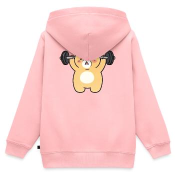 Kawaii Bear Lifts Weights - Kids Premium Organic Zip-up Hoodie - rose - Back - AI Model Kid Female (0cm)