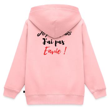 je peux pas j'ai pas envie ! - Sweat Premium à capuche zippé enfant bio - rose - Dos - AI Model Kid Female (0cm)