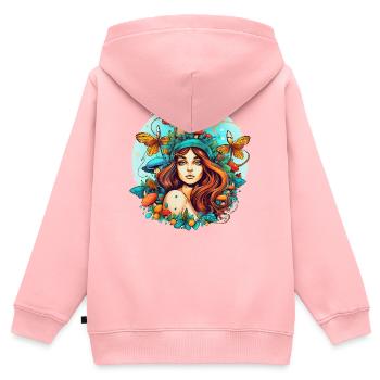 Pilz - Kinder Premium Organic Zip Hoodie - Rosa - Hinten - AI Model Kid Female (0cm)