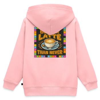Besser Latte als nie - Kinder Premium Organic Zip Hoodie - Rosa - Hinten - AI Model Kid Female (0cm)