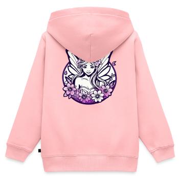 Lila, florales Feen-T-Shirt, Fantasy-Chic-Kunstdesign, - Kinder Premium Organic Zip Hoodie - Rosa - Hinten - AI Model Kid Female (0cm)