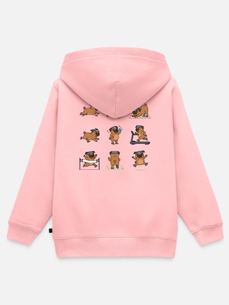 Lustiger Mops Joggen Marathon Laeufer - Kinder Premium Organic Zip Hoodie - Rosa