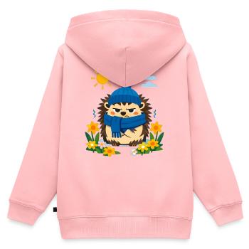 Printemps ? Non commandé ! - Sweat Premium à capuche zippé enfant bio - rose - Dos - AI Model Kid Female (0cm)