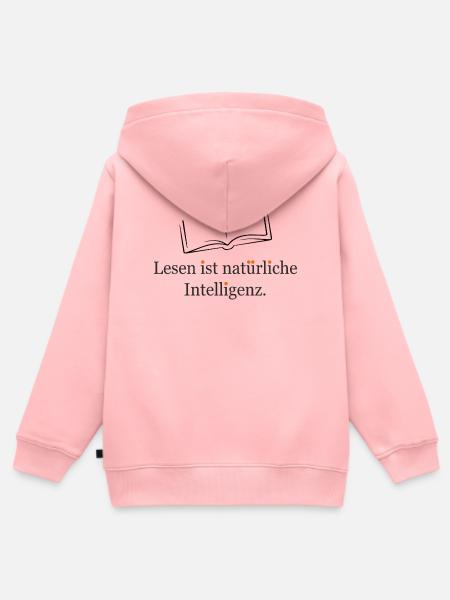Lesen ist natürliche Intelligenz - Kinder Premium Organic Zip Hoodie - Rosa
