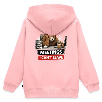 Survive Meetings Bear Desk Coffee - Sweat Premium à capuche zippé enfant bio - rose - Dos - AI Model Kid Female (0cm)