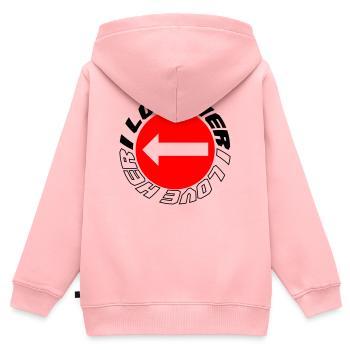 Je l’aime - Sweat Premium à capuche zippé enfant bio - rose - Dos - AI Model Kid Female (0cm)