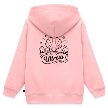 Ultreïa chemin de Saint-Jacques Compostelle - Sweat Premium à capuche zippé enfant bio - rose - Dos - AI Model Kid Female (0cm)