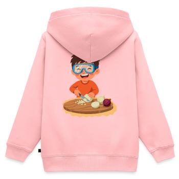 Kind Schneidet Zwieblen Smart - Kinder Premium Organic Zip Hoodie - Rosa - Hinten - AI Model Kid Female (0cm)