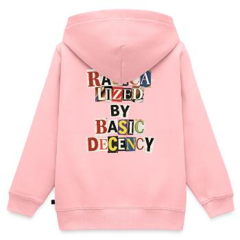Radicalized by Decency Collage - Kids Premium Organic Zip-up Hoodie - rose - Back - AI Model Kid Female (0cm)