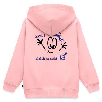 Ahoi Schulstart  - Kinder Premium Organic Zip Hoodie - Rosa - Hinten - AI Model Kid Female (0cm)