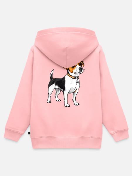 Jack Russel Hund mit Halsband - Kinder Premium Organic Zip Hoodie - Rosa