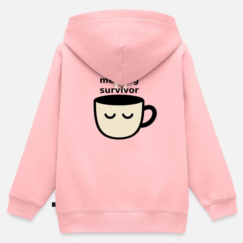 Rencontre avec le Sweat Coffee Meme - Sweat Premium à capuche zippé enfant bio - rose
