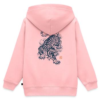 Tiger, Japanische Ästhetik - Kinder Premium Organic Zip Hoodie - Rosa - Hinten - AI Model Kid Female (0cm)
