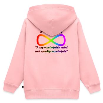 Wunderbar seltsam und seltsam wunderbar - Kinder Premium Organic Zip Hoodie - Rosa - Hinten - AI Model Kid Female (0cm)