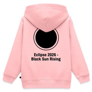 Éclipse 2026 Soleil Noir Levant - Sweat Premium à capuche zippé enfant bio - rose - Dos - AI Model Kid Female (0cm)