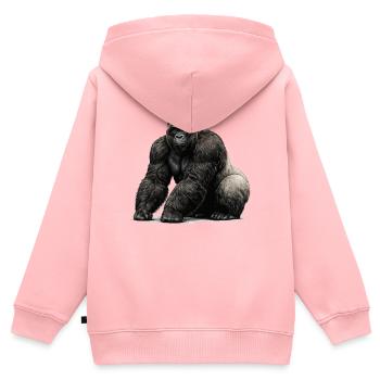Gorilla Wildlife Tier - Kinder Premium Organic Zip Hoodie - Rosa - Hinten - AI Model Kid Female (0cm)