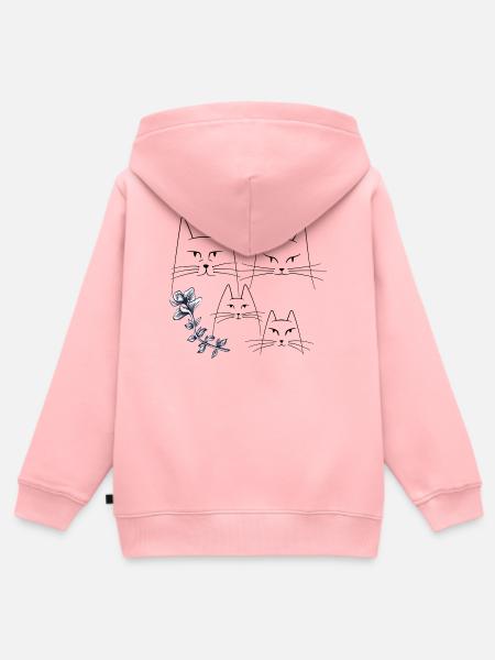 Katzen mit Blumenranke - Kinder Premium Organic Zip Hoodie - Rosa