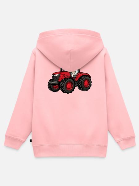 Roter Traktor Cartoon - Kinder Premium Organic Zip Hoodie - Rosa