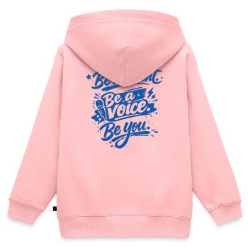 Be different. Be a voice. Be you. - Kinder Premium Organic Zip Hoodie - Rosa - Hinten - AI Model Kid Female (0cm)