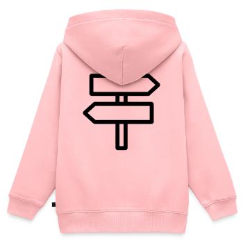 panneau direction - Sweat Premium à capuche zippé enfant bio - rose - Dos - AI Model Kid Female (0cm)