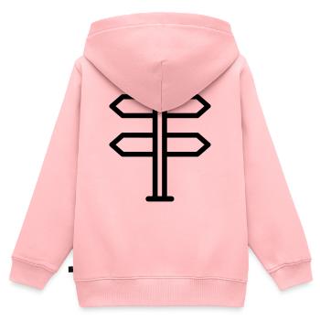 panneau direction - Sweat Premium à capuche zippé enfant bio - rose - Dos - AI Model Kid Female (0cm)